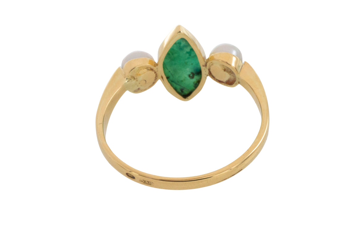 Vintage jade and pearl ring