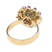 Emerald and ruby cluster ring