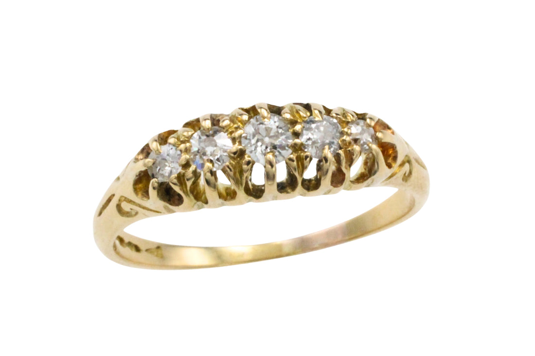Edwardian five stone old cut diamond ring