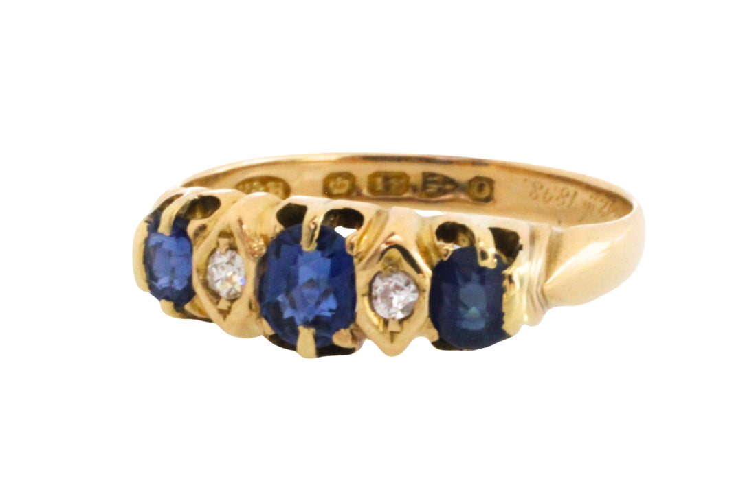 Victorian sapphire and diamond ring from 1897-Antique rings-The Antique Ring Shop