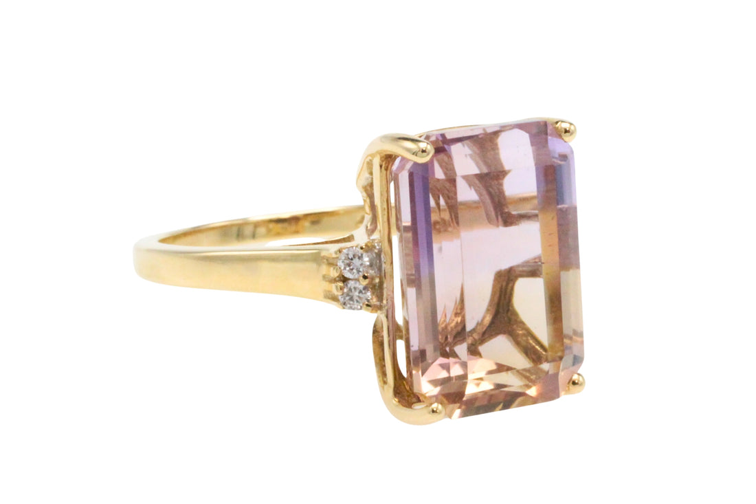Amatrine and diamond ring