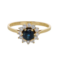Sapphire and diamond cluster ring-engagement rings-The Antique Ring Shop