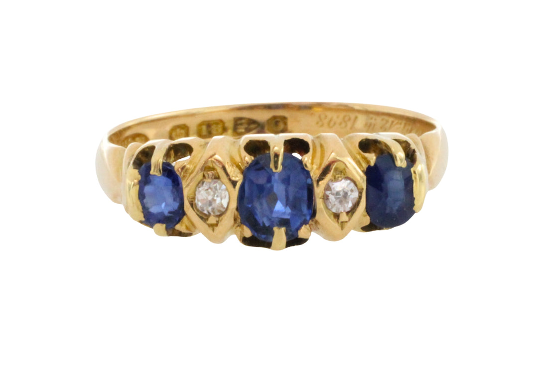 Victorian sapphire and diamond ring from 1897-Antique rings-The Antique Ring Shop