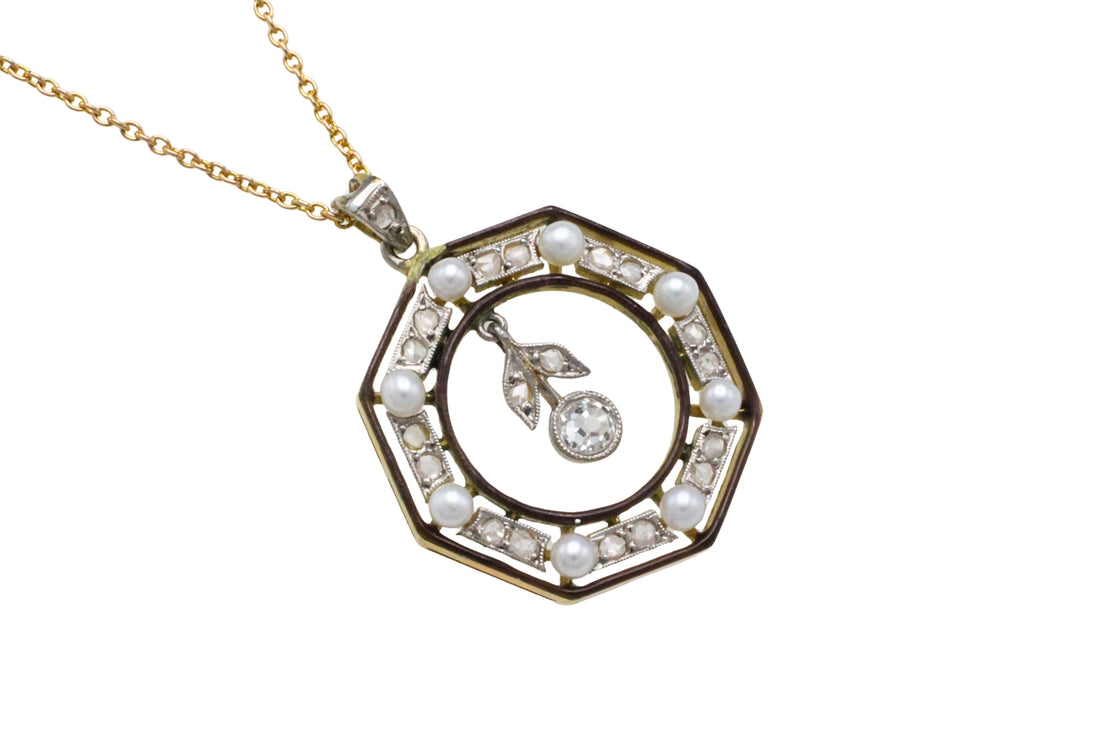 Belle Epoque pendant with diamonds and pearls