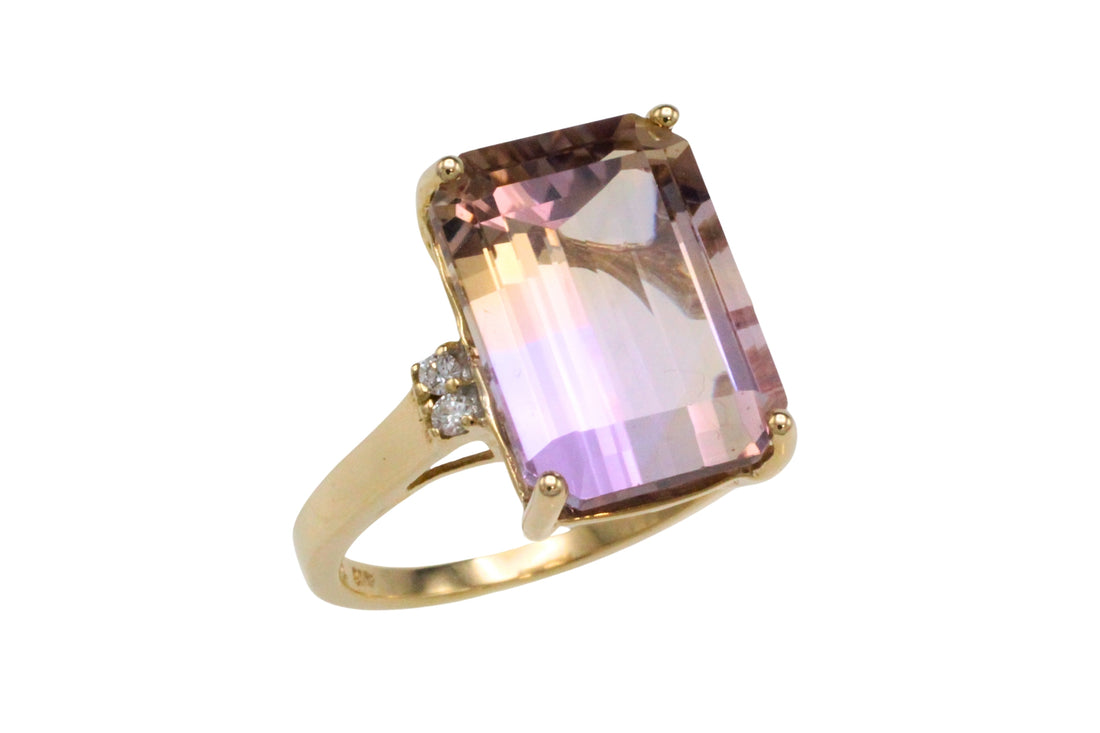 Amatrine and diamond ring