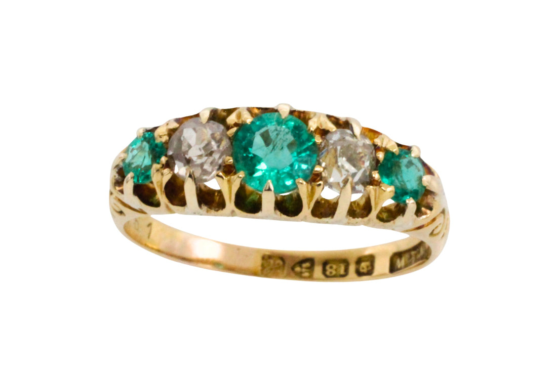 Edwardian emerald and diamond ring from 1908-Antique rings-The Antique Ring Shop