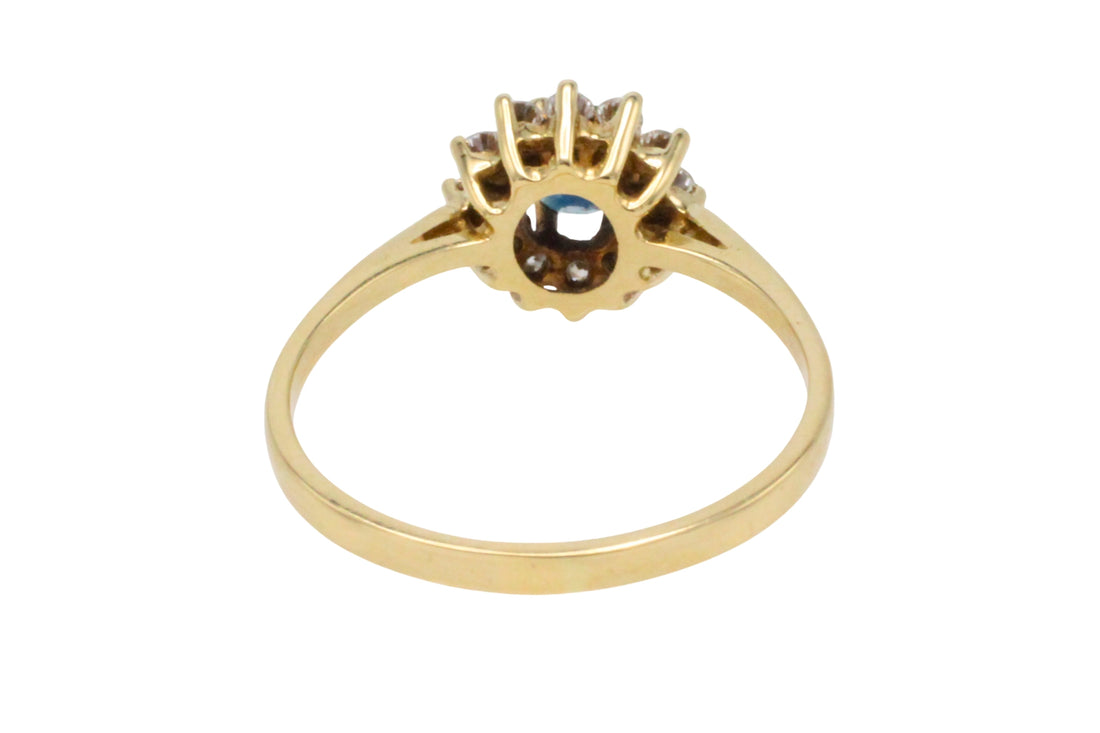 Sapphire and diamond cluster ring-engagement rings-The Antique Ring Shop