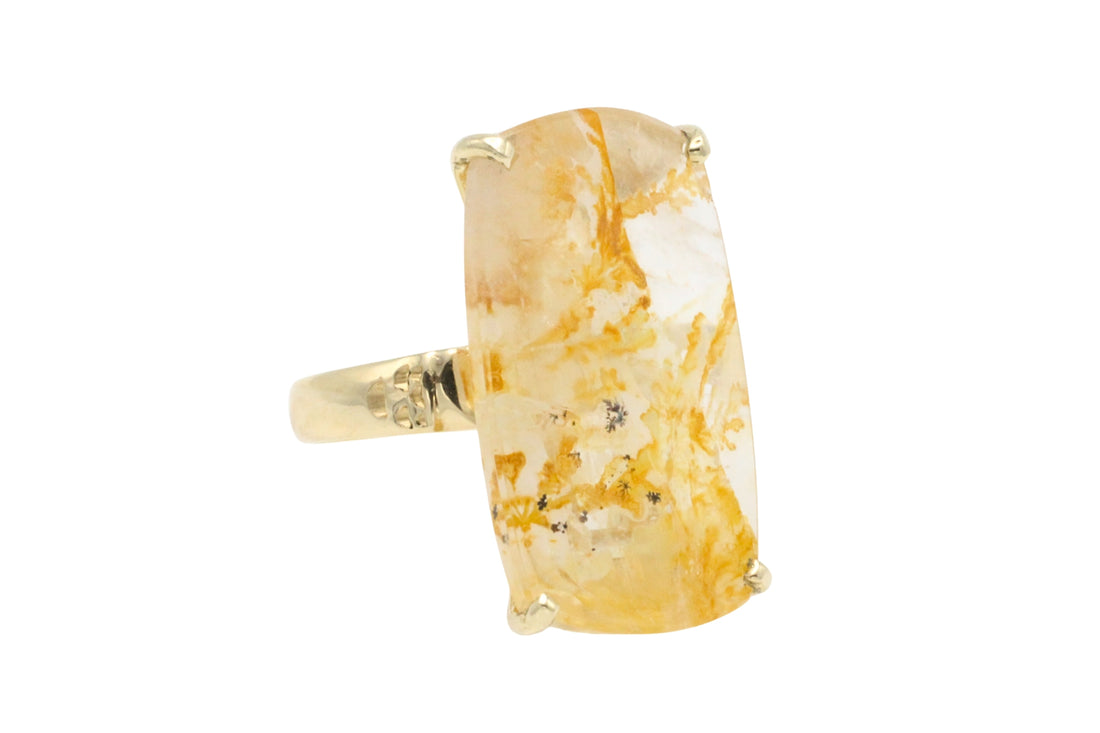 Large rock crystal ring in 14 carat gold-Vintage Rings-The Antique Ring Shop