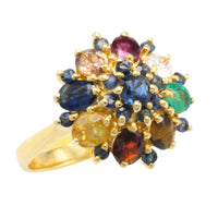 Multi gem ring in 14 carat gold