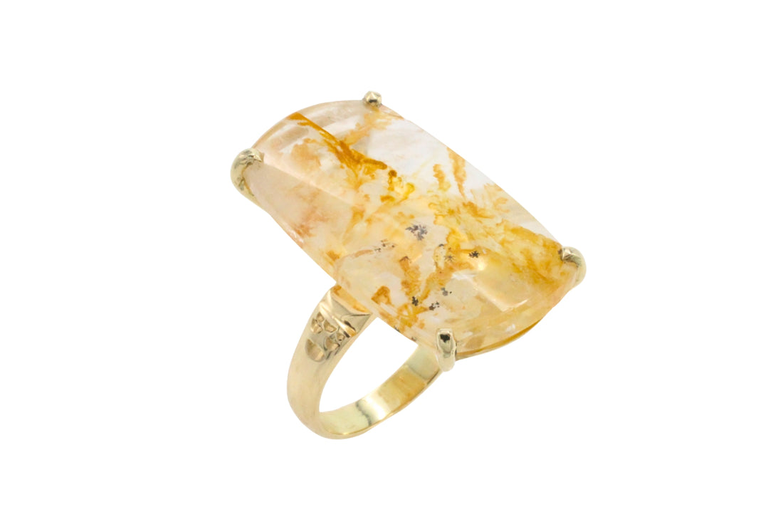 Large rock crystal ring in 14 carat gold-Vintage Rings-The Antique Ring Shop