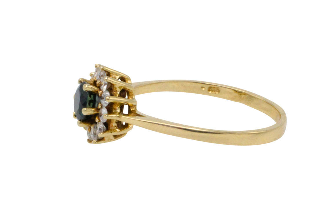 Sapphire and diamond cluster ring-engagement rings-The Antique Ring Shop