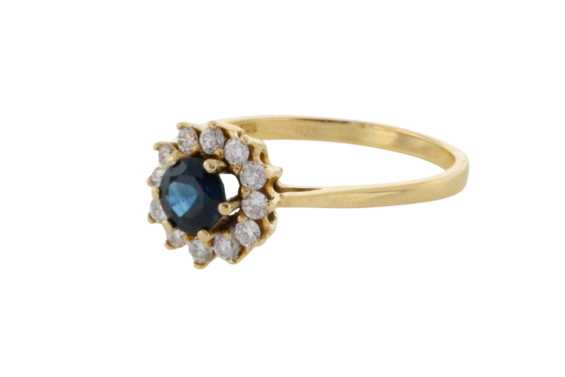 Sapphire and diamond cluster ring-engagement rings-The Antique Ring Shop