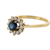Sapphire and diamond cluster ring-engagement rings-The Antique Ring Shop