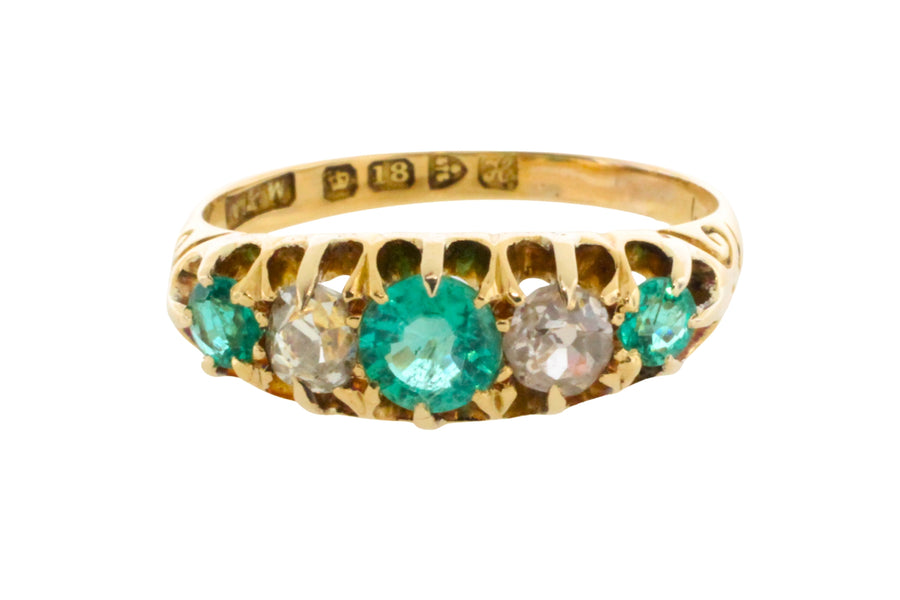 Edwardian emerald and diamond ring from 1908-Antique rings-The Antique Ring Shop