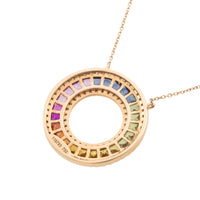 Multi colored carre cut sapphire and diamond pendant-The Antique Ring Shop