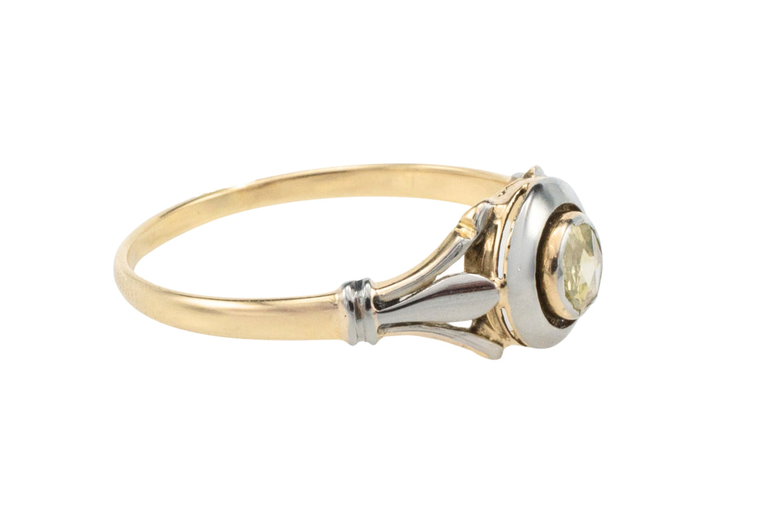 Rose diamond 18 carat white and yellow gold ring-The Antique Ring Shop