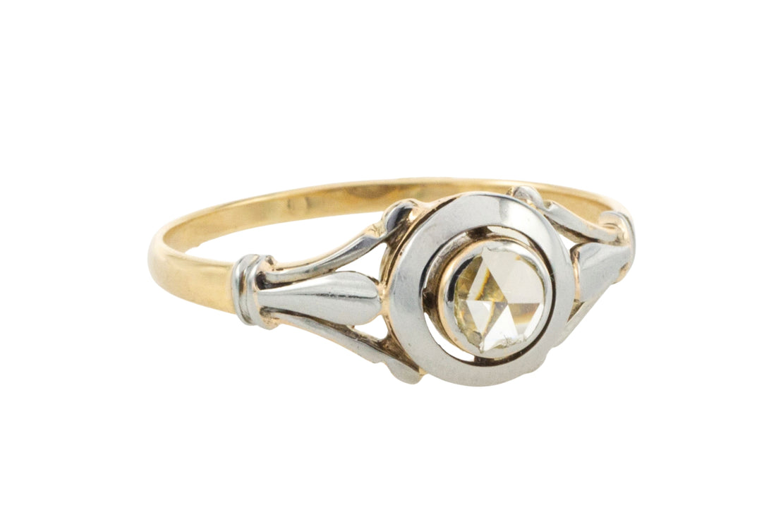 Rose diamond 18 carat white and yellow gold ring-The Antique Ring Shop
