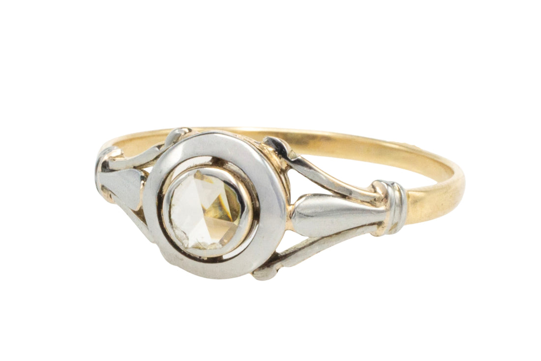 Rose diamond 18 carat white and yellow gold ring-The Antique Ring Shop