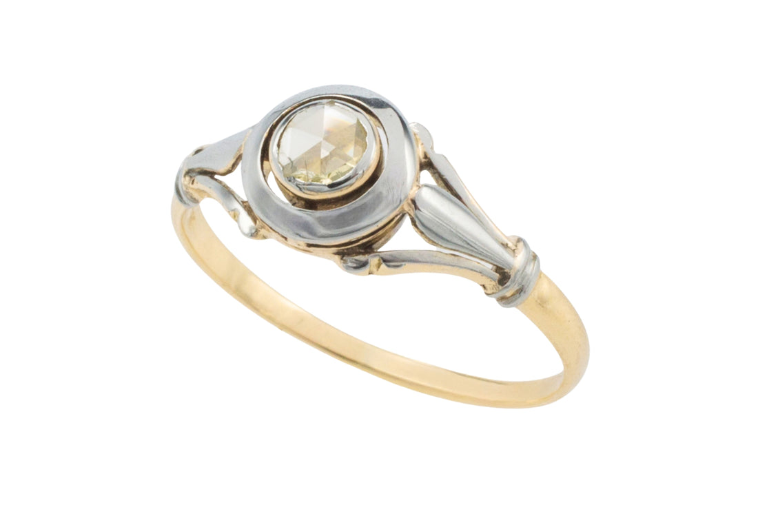 Rose diamond 18 carat white and yellow gold ring-The Antique Ring Shop