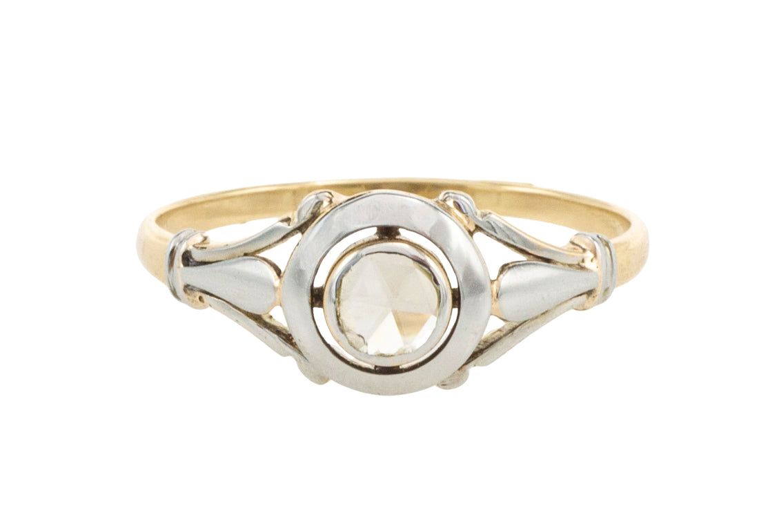 Rose diamond 18 carat white and yellow gold ring-The Antique Ring Shop