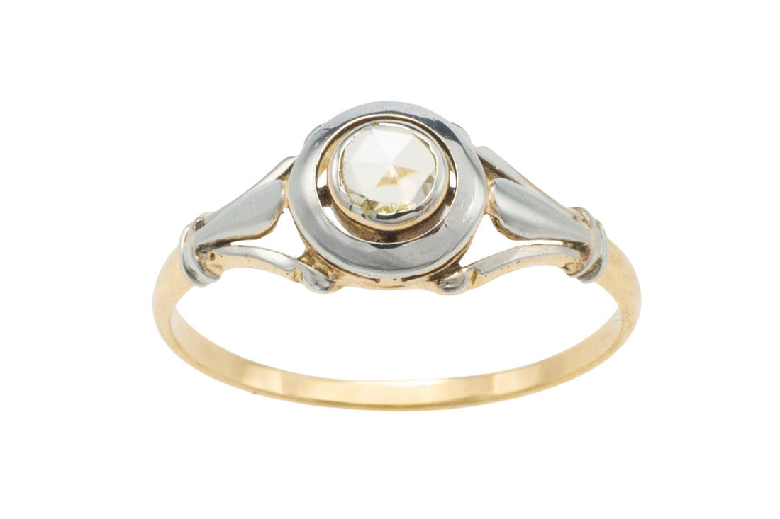 Rose diamond 18 carat white and yellow gold ring-The Antique Ring Shop