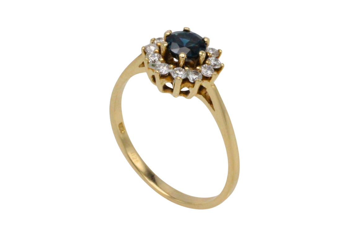 Sapphire and diamond cluster ring-engagement rings-The Antique Ring Shop