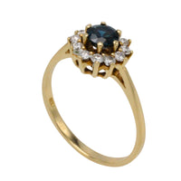 Sapphire and diamond cluster ring-engagement rings-The Antique Ring Shop