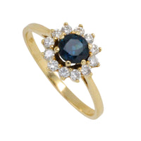 Sapphire and diamond cluster ring-engagement rings-The Antique Ring Shop