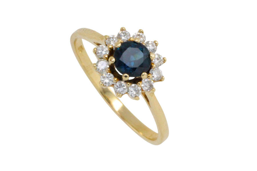 Sapphire and diamond cluster ring-engagement rings-The Antique Ring Shop