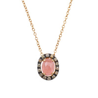 Rhodochrosite and diamond pendant in 18 carat gold