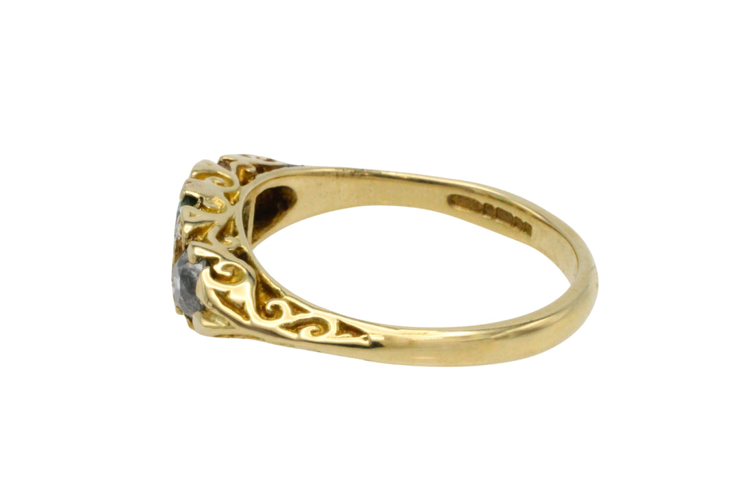 Vintage emerald and diamond ring-Vintage Rings-The Antique Ring Shop