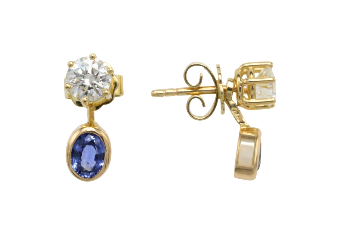 Diamond studs with detachable sapphires