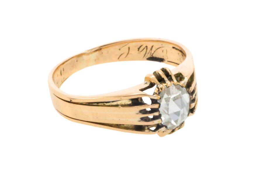 Antique rose diamond Belcher style ring-Antique rings-The Antique Ring Shop