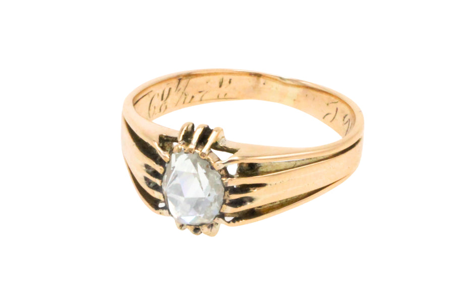 Antique rose diamond Belcher style ring-Antique rings-The Antique Ring Shop