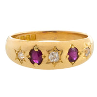Ruby and old cut diamond gypsy ring from 1905-Antique rings-The Antique Ring Shop