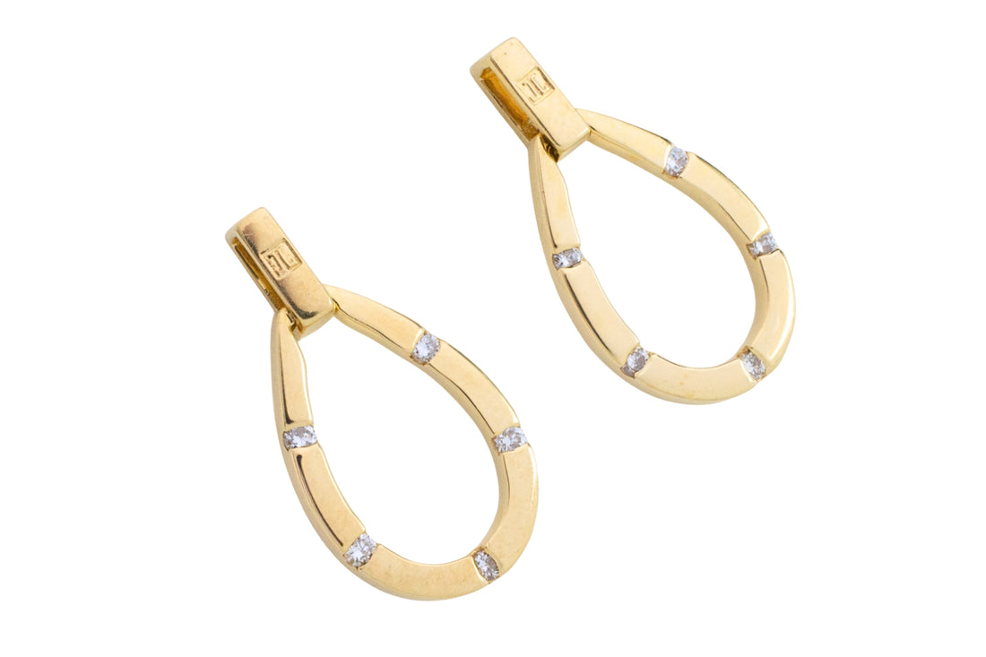 18 carat gold earrings with diamonds-Earrings-The Antique Ring Shop