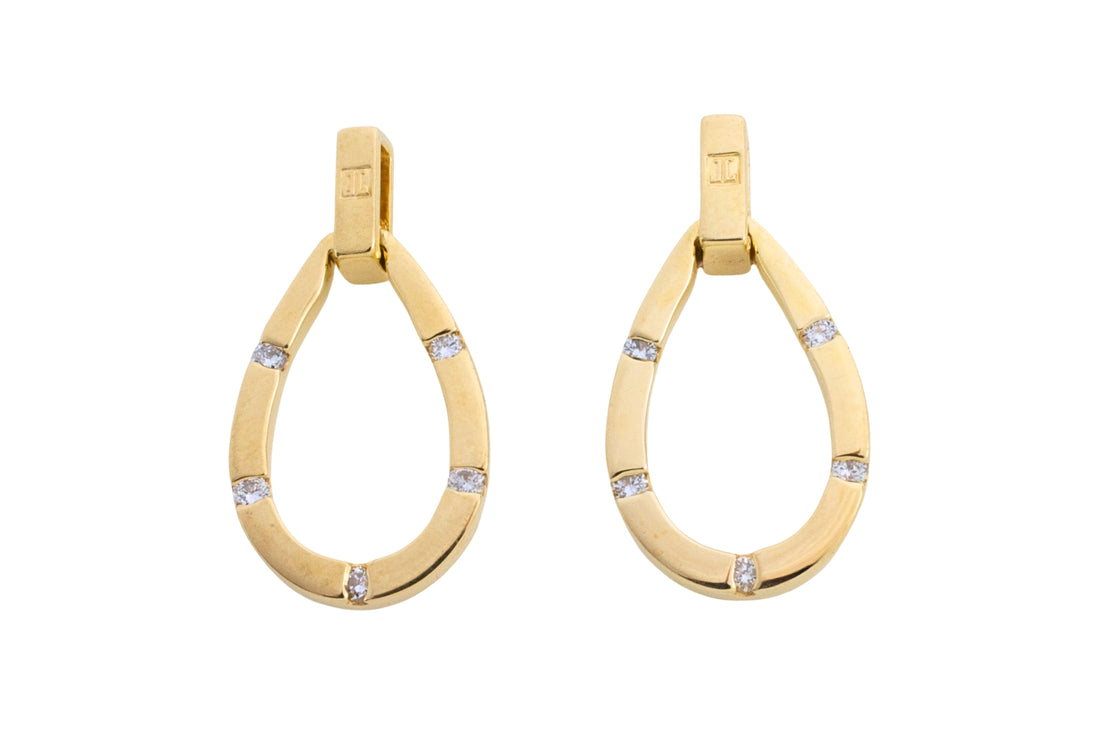 18 carat gold earrings with diamonds-Earrings-The Antique Ring Shop