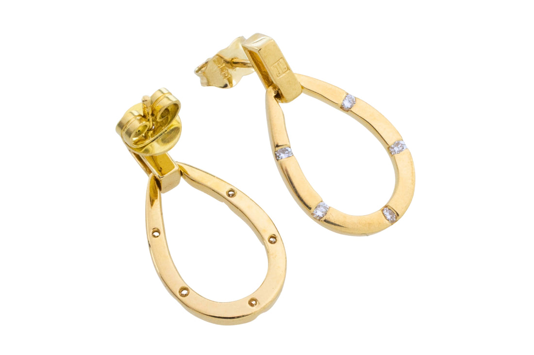 18 carat gold earrings with diamonds-Earrings-The Antique Ring Shop