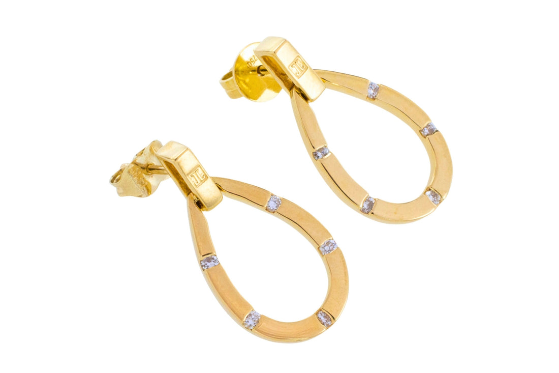 18 carat gold earrings with diamonds-Earrings-The Antique Ring Shop