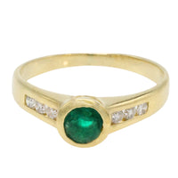 Emerald and diamond ring in 18 carat gold-Vintage Rings-The Antique Ring Shop