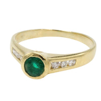 Emerald and diamond ring in 18 carat gold-Vintage Rings-The Antique Ring Shop