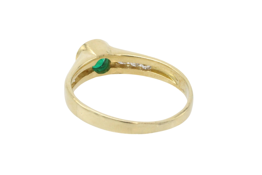 Emerald and diamond ring in 18 carat gold-Vintage Rings-The Antique Ring Shop