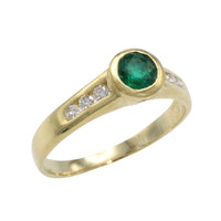 Emerald and diamond ring in 18 carat gold-Vintage Rings-The Antique Ring Shop