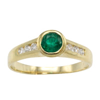 Emerald and diamond ring in 18 carat gold-Vintage Rings-The Antique Ring Shop