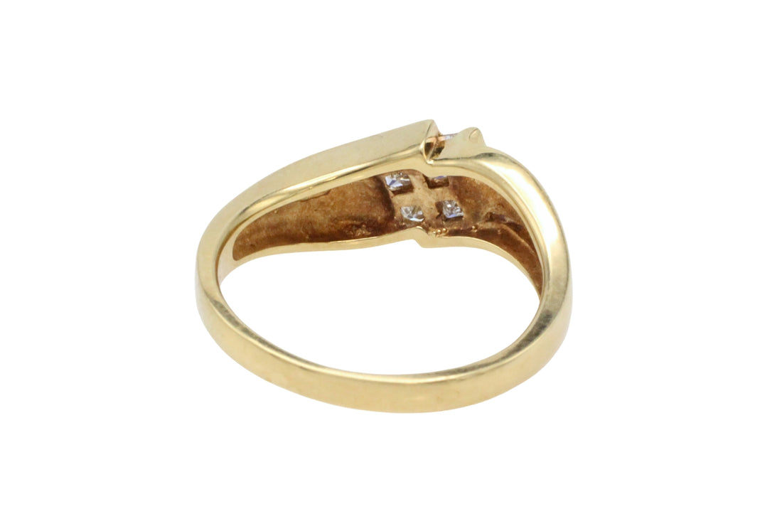 18 carat gold ring with princess cut diamonds-Vintage Rings-The Antique Ring Shop