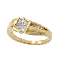 18 carat gold ring with princess cut diamonds-Vintage Rings-The Antique Ring Shop