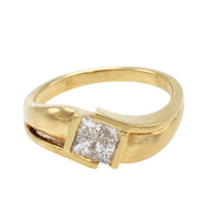 18 carat gold ring with princess cut diamonds-Vintage Rings-The Antique Ring Shop