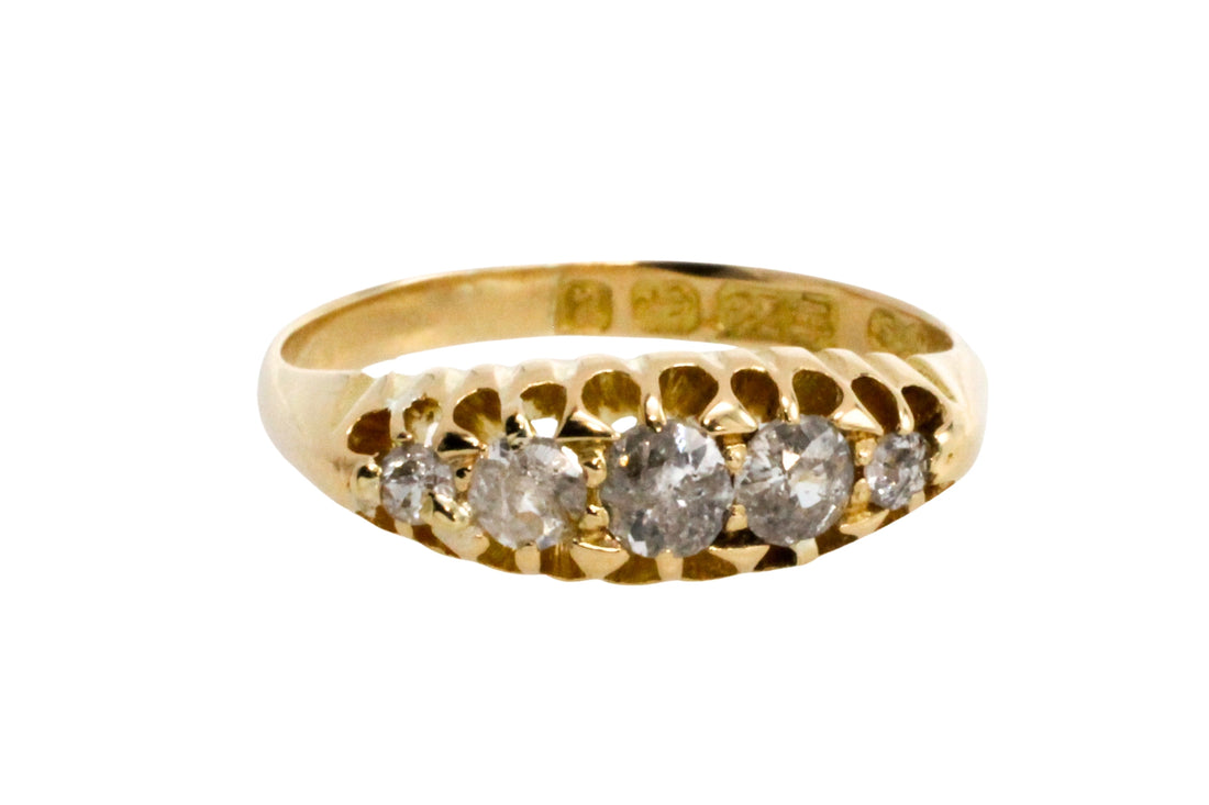 Victorian five stone diamond ring from 1898-Antique rings-The Antique Ring Shop