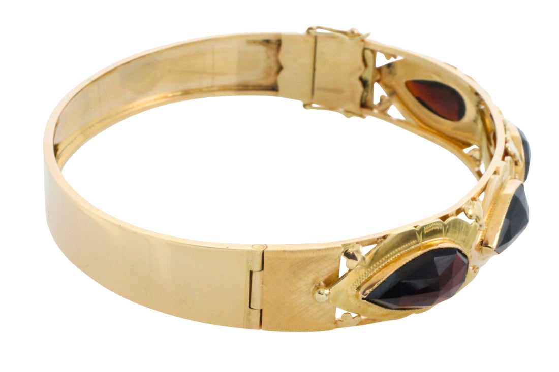 Vintage garnet bracelet in 14 carat gold-Bracelets-The Antique Ring Shop