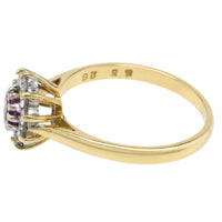 Vintage roze saffier en diamanten ring